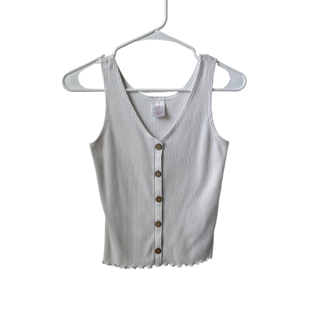 Target White Ribbed Button-Front Basic Tank Top Size Small
